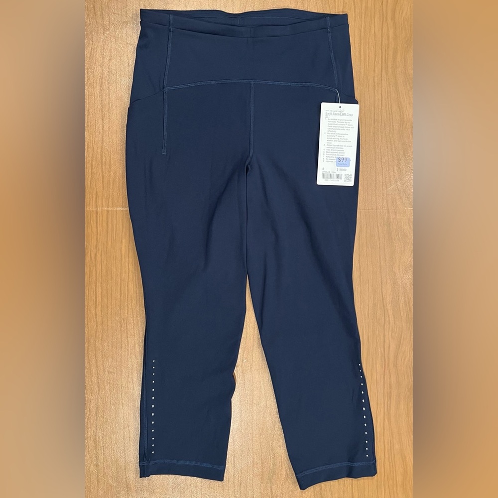 lululemon athletica Swift Speed HR Crop 21” Navy Leggings with Side Pockets